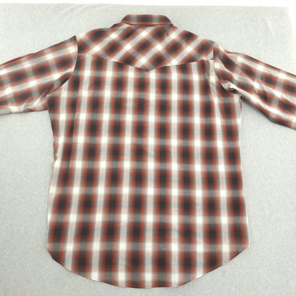 Ely Cattleman Shirt Mens XLT Red Plaid Long Sleeve Western Pearl Snap Tall - Picture 5 of 9